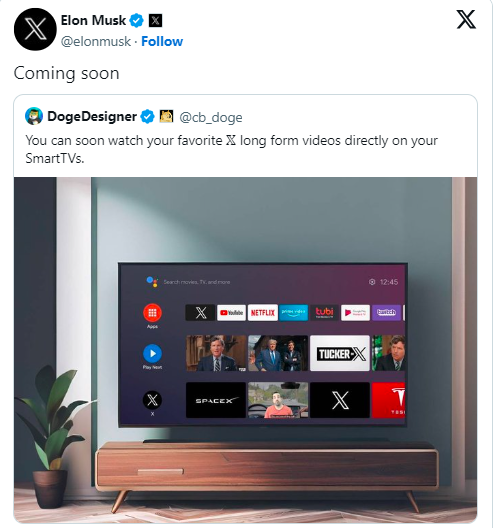 Elon Musk’s X to Launch TV App, Challenging YouTube